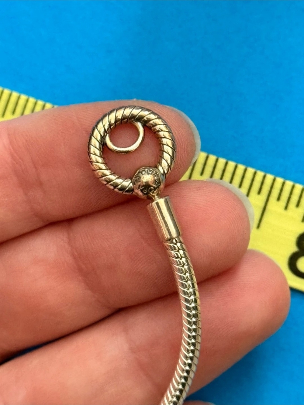 Pandora Sterling Silver Snake Chain Bracelet with Clasp - Picture 3 of 4